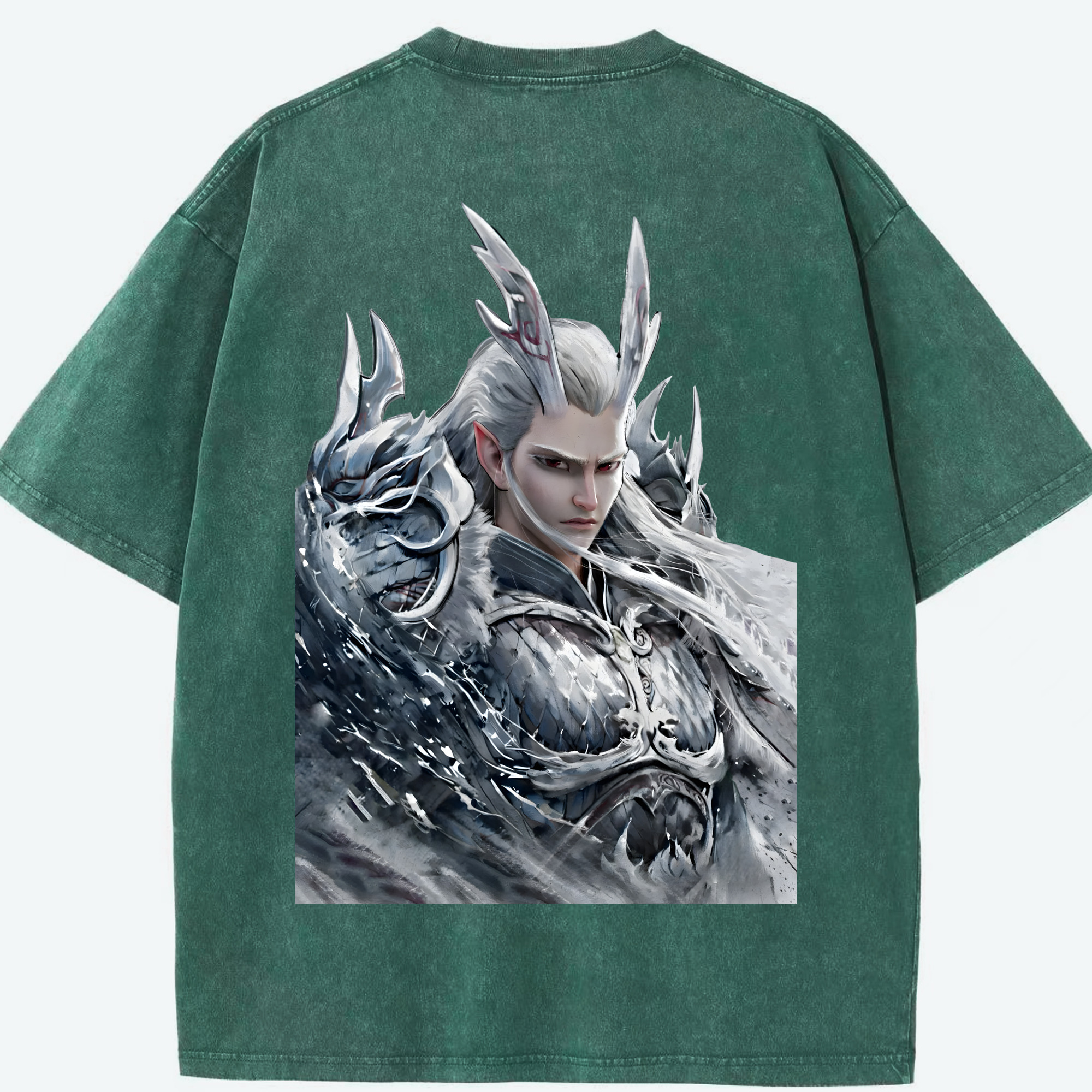 （画像用） Ne Zha 2 ナタ 魔童の大暴れ 綿100% ヴィンテージ風 半袖Tシャツ（背面プリント）
